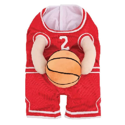 Basketball Player Dog Costume: Funny Jersey Outfit with Ball & Arms for Small Dogs