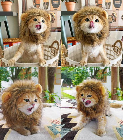 Lion Mane Costume for Cats: Adorable Fluffy Wig with Ears for Halloween, Christmas & Photos