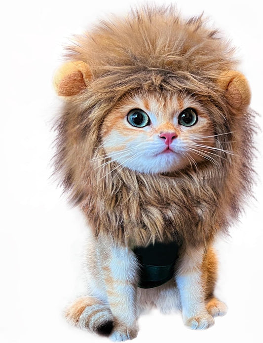 Lion Mane Costume for Cats: Adorable Fluffy Wig with Ears for Halloween, Christmas & Photos