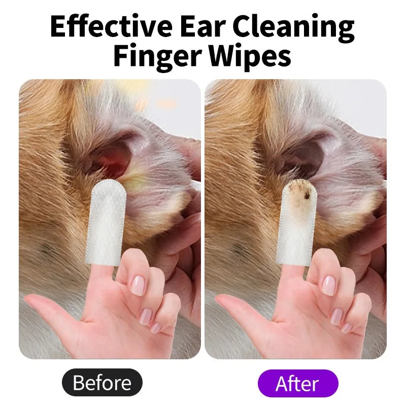 Dog & Cat Ear Cleaning Finger Wipes: Gentle, Mess-Free Ear Care in Seconds