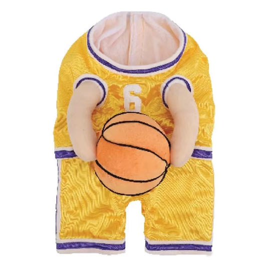 Basketball Player Dog Costume: Funny Jersey Outfit with Ball & Arms for Small Dogs