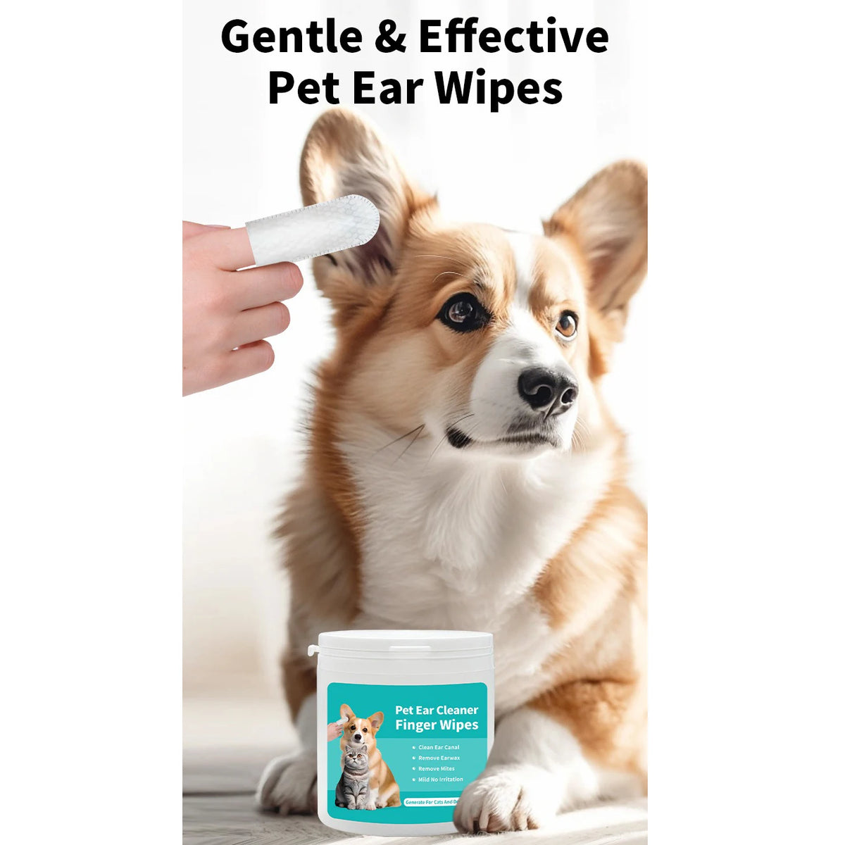 Dog & Cat Ear Cleaning Finger Wipes: Gentle, Mess-Free Ear Care in Seconds